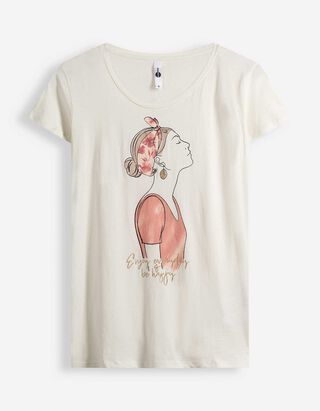 T-shirt - Stampa glitterata - bianco