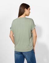 Majica kratek rokav - Viskozna me&scaron;anica - turkizna