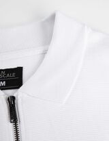 Pololangarmshirt - Reißverschluss - weiß