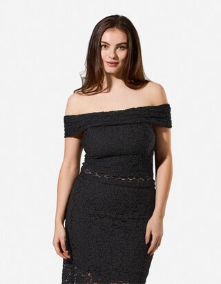 T-Shirt - Spitze - Schwarz
