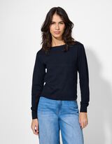 Strickpullover - Rundhals-Ausschnitt - dunkelblau