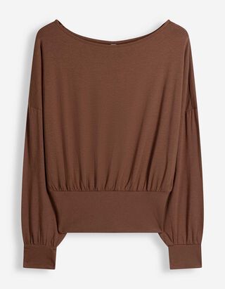 Langarmshirt - Modal-Anteil - Braun