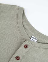 Maglia a manica lunga - Scollo Henley - verde scuro