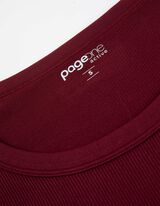 Cropped Shirt - Rippenstruktur - dunkelrot