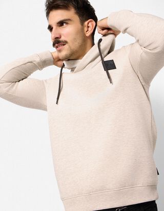 Sweatshirt - Schalkragen - Beige