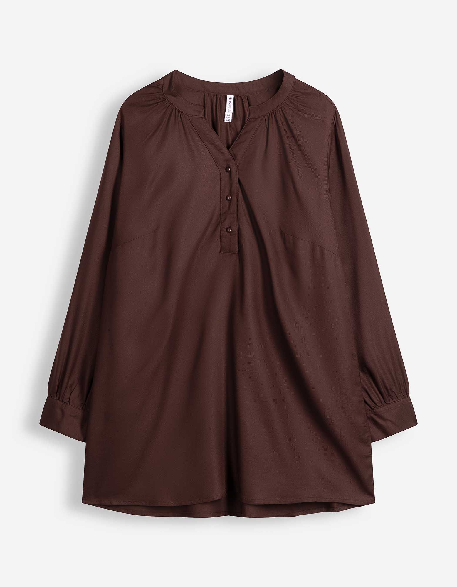 Bluse - einfarbig - Dunkelbraun