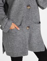 Kardigán - Visszahajtott ujj - szürke