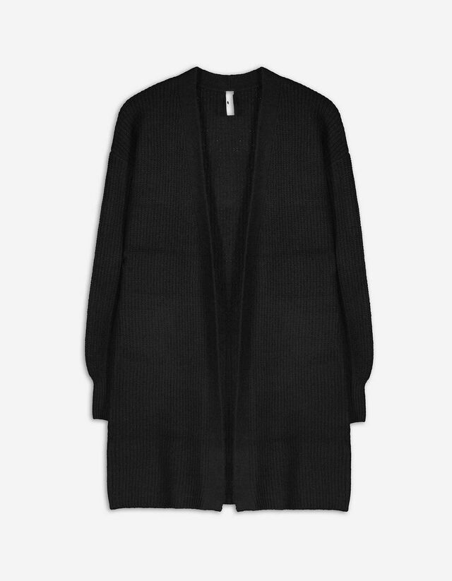 Longcardigan - Rippstrick - schwarz