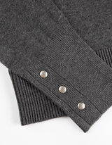 Tričko s dlhými rukávmi - Ozdobné gombíky - tmavoseda