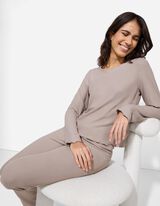 Pigiama completo (maglia + pantaloni) - Materiale strutturato - beige