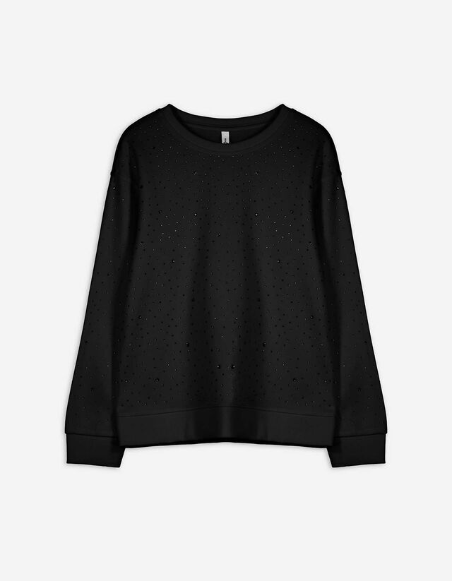 Sweatshirt - Ziersteine - schwarz