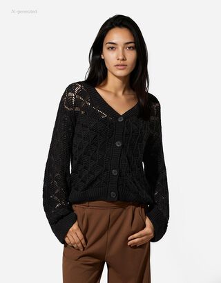 Cardigan - V-Ausschnitt - schwarz