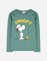 Tričko s dlhými rukávmi - Snoopy - zelena