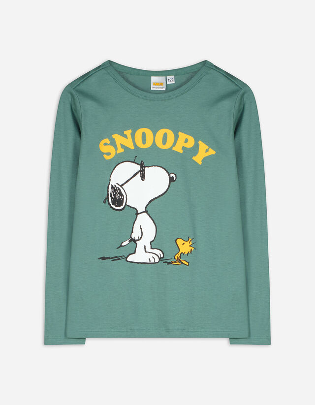 Tričko s dlhými rukávmi - Snoopy - zelena