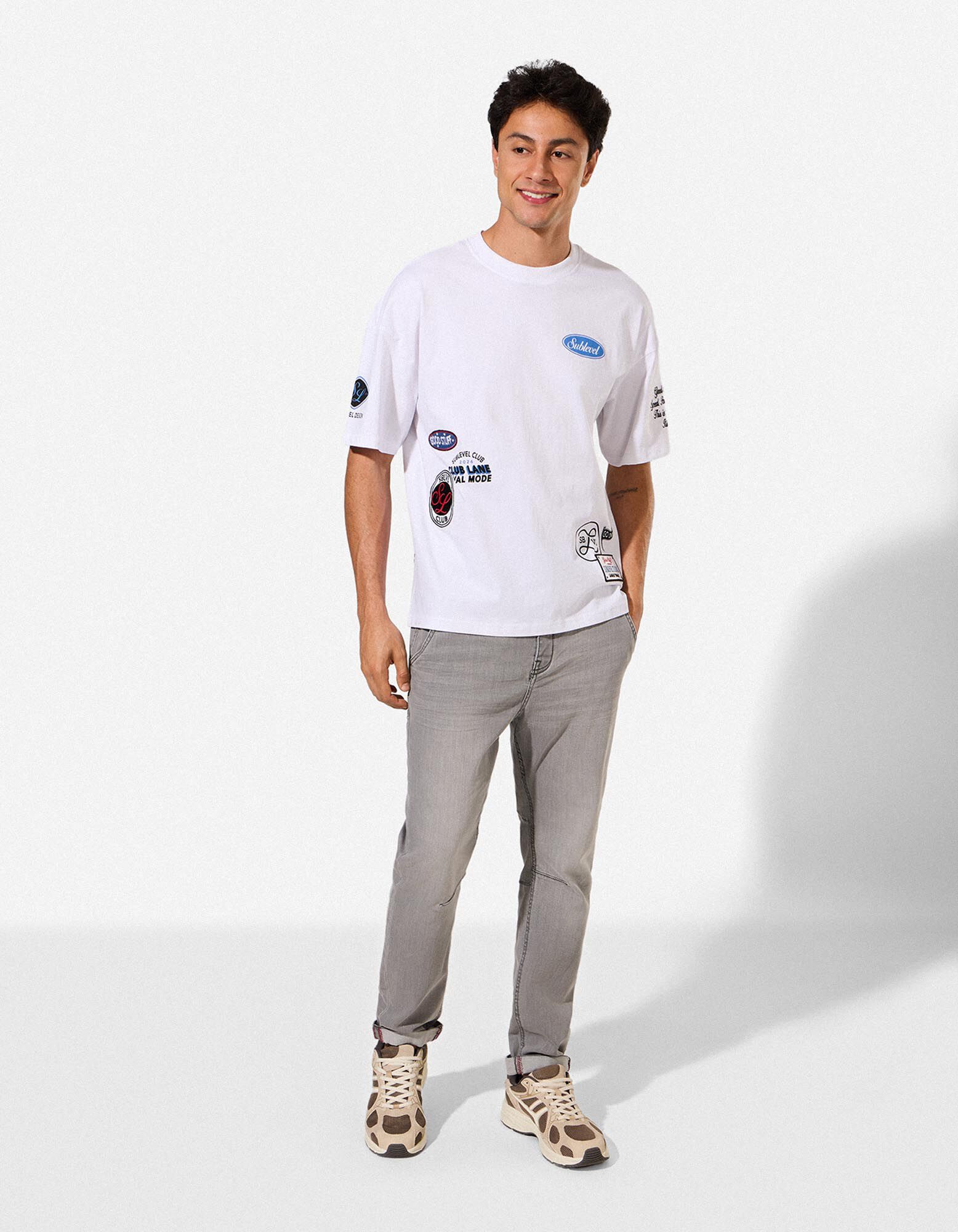 T-Shirt - Allover-Print - wei&szlig;