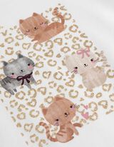 Tričko s dlhými rukávmi - Trblietavá potlač - biely