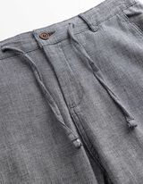 Chinohose - Leinen-Mix - dunkelblau