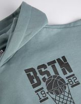 Kapucnis felső - H&aacute;tul nyomtatott minta - vilagos zold