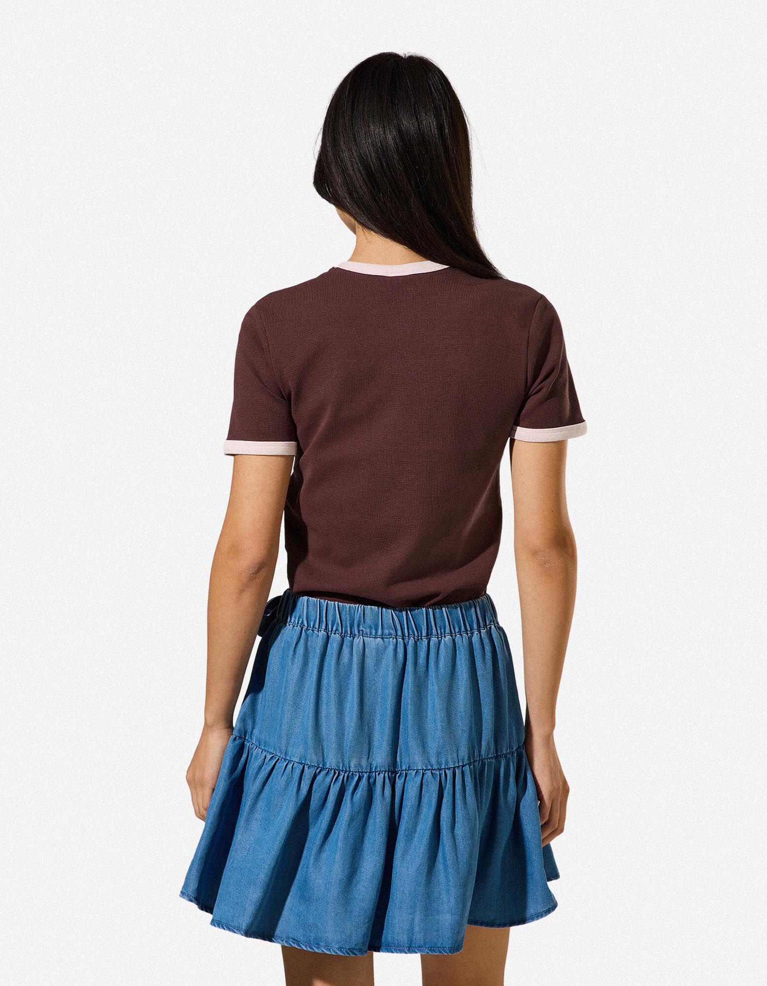 T-Shirt - Stickerei - Braun