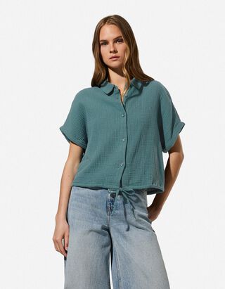 Hemd - Musselin - Khaki