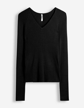Pullover - Rippenstruktur - Schwarz