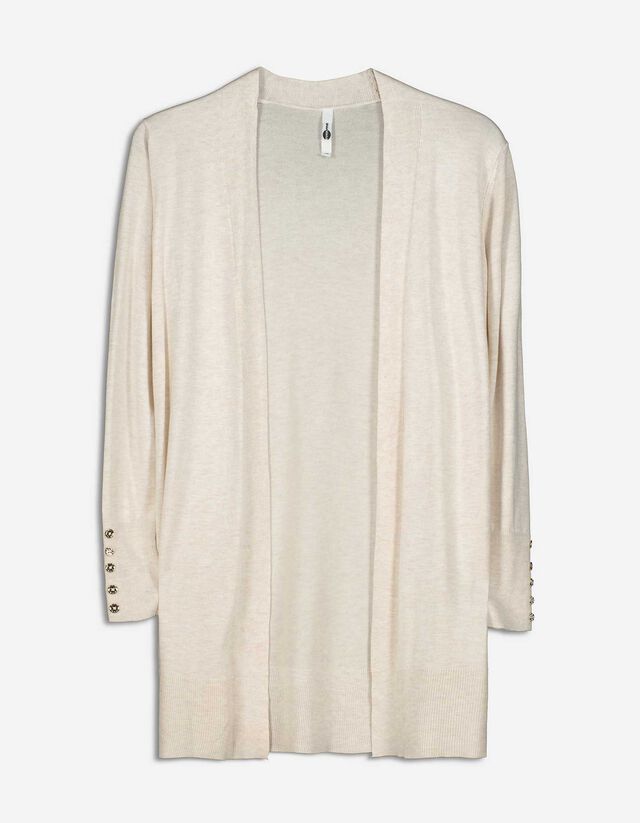 Cardigan lung - Amestec viscoză - Bej