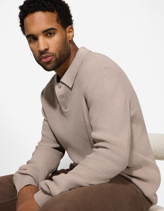 Pullover - Polokragen - beige