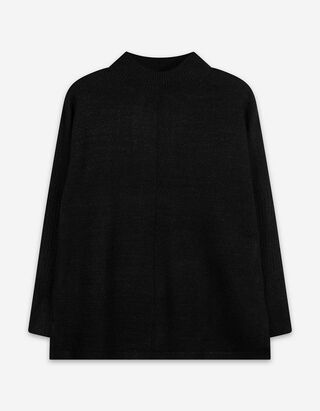 Longpullover - Seitenschlitz - schwarz