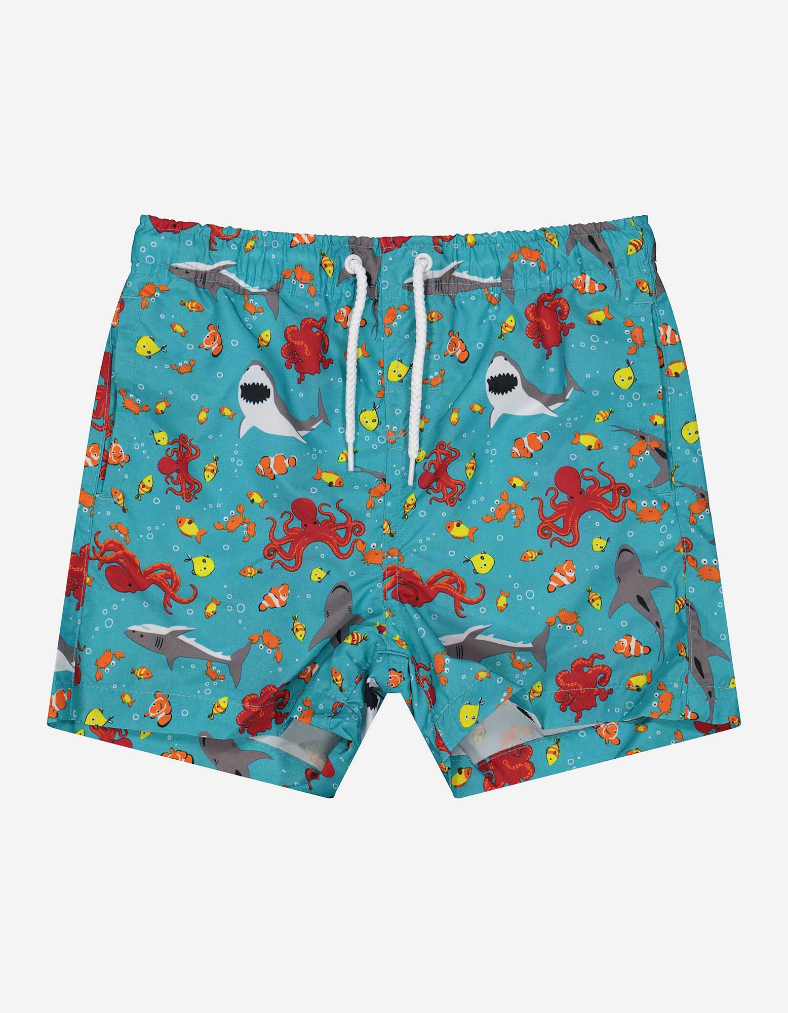 Short de bain - Ceinture &eacute;lastique - turquoise
