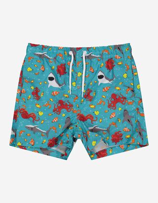 Short de bain - Ceinture &eacute;lastique - turquoise