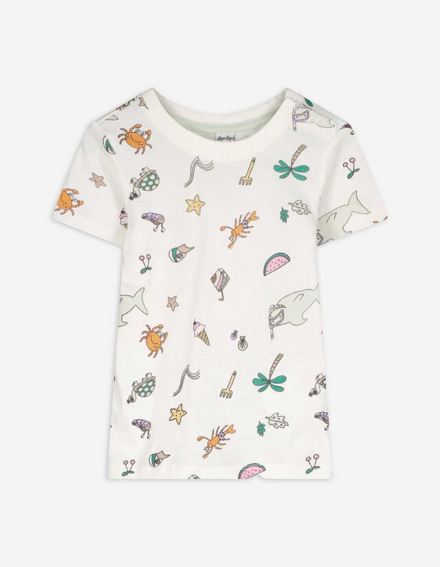 T-Shirt - Allover-Print - weiß