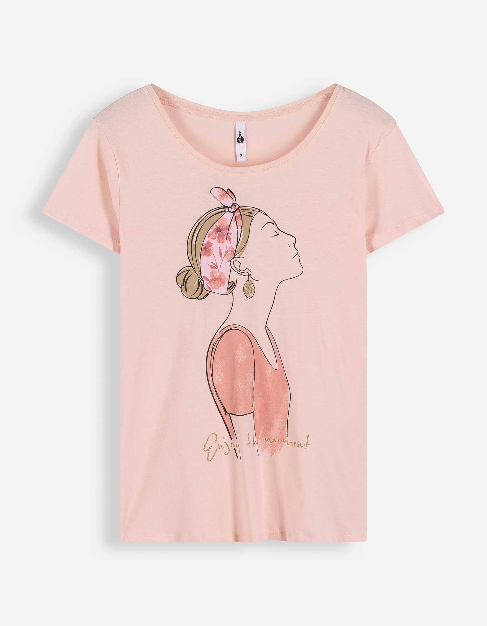 T-Shirt - Glitzerprint - Rosa