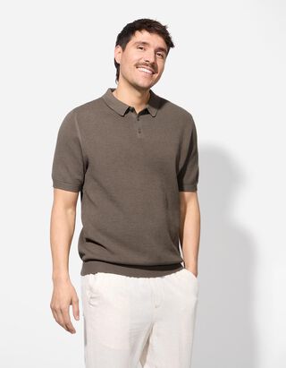 Poloshirt - Polokragen - hellbraun