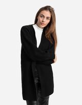 Lang vest - Ribtricot - zwart