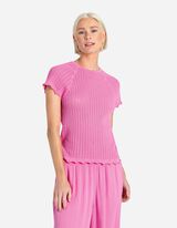 Dzianinowa koszula - Dzianina perforowana - rozowy