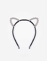 Haarreif - Glitzer Ohren&nbsp; - Ziersteine - silberfarben