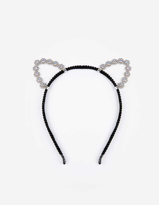 Haarreif - Glitzer Ohren&nbsp; - Ziersteine - silberfarben