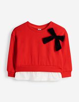 Set aus Sweatshirt und Leggings - Schleifenapplikation - Rot