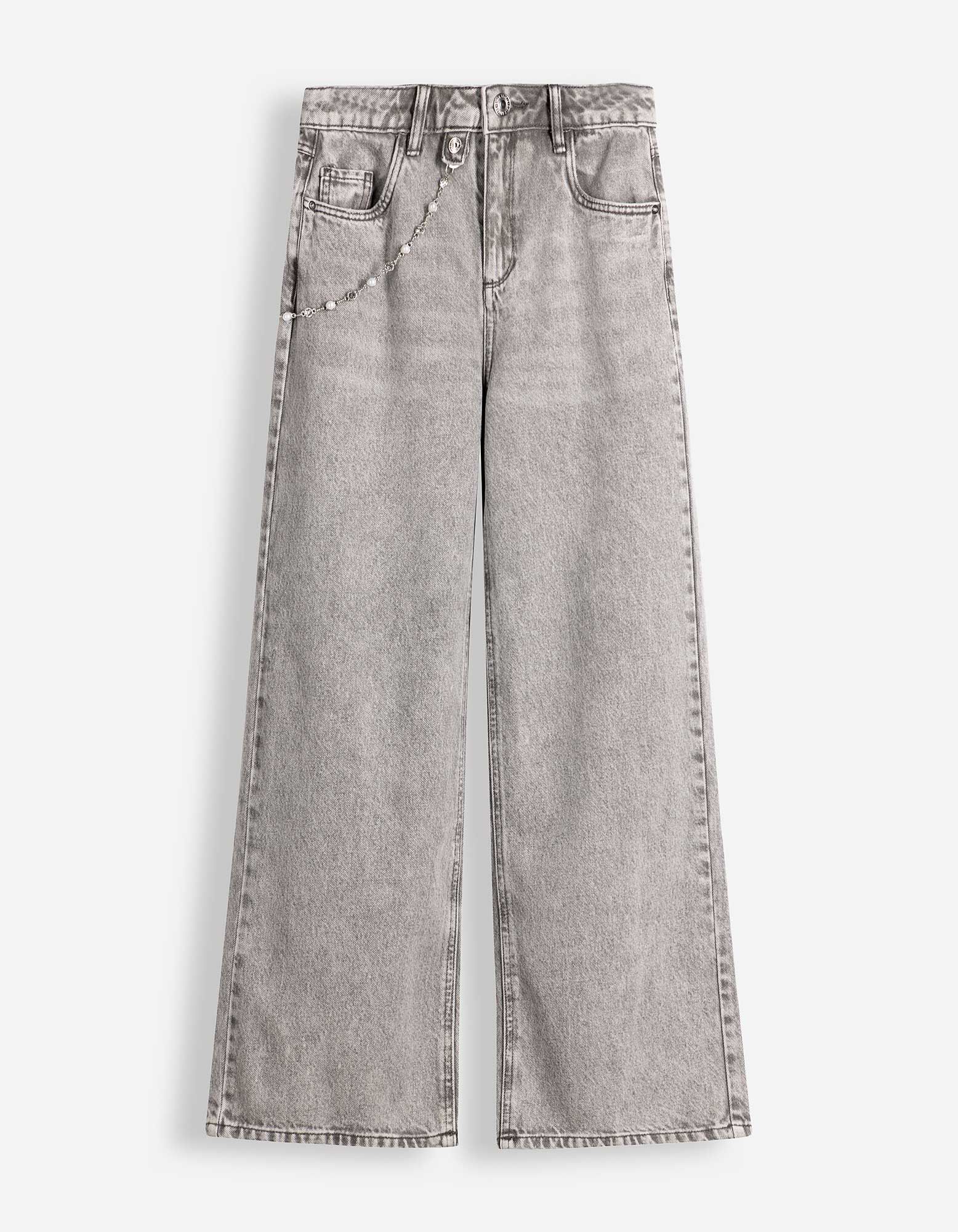 Jeans - Kettedetail - Grau