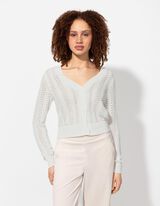 Kampsun - V-kaelus - valge