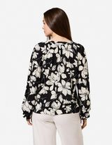 Blouse - Motif floral - noir