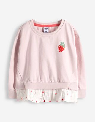 Sweatshirt - Material-Mix - rosa