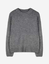 Strickpullover - Zierperlen - grau