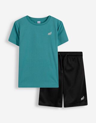 Set aus T-Shirt und Hose - Frontprint - blau