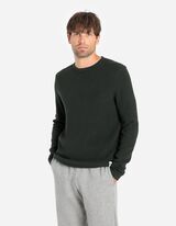 sweter - zwijane krawędzie - ciemny zielony