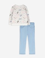 Set di felpa e pantaloni - Stampa allover - bianco