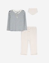 Set aus Langarmshirt und Hose - Musselin - weiß