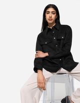 Hemdjacke - Lederoptik - schwarz