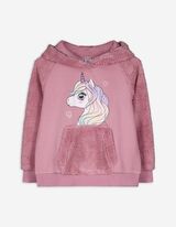 bluza z kapturem - błyszczący nadruk - lila