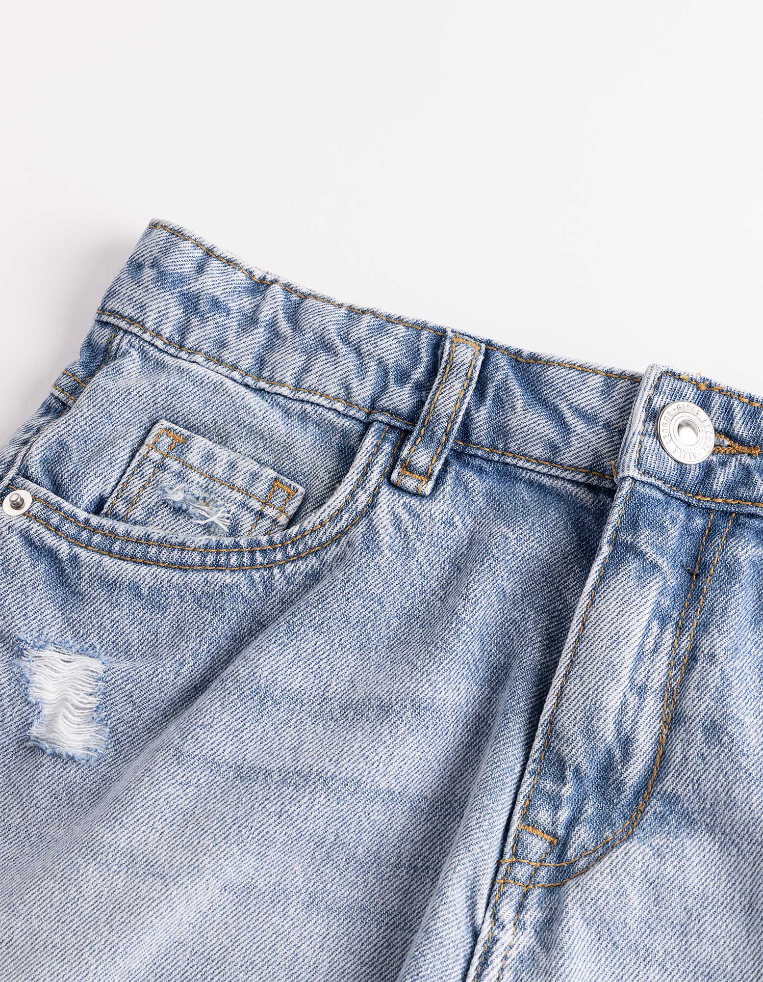 Pantaloni scurți denim - Distrus - Albastru